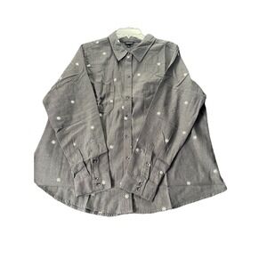 NEW Torrid Plus 1X Button Front Top Shacket Taylor Gray Daisy Print Long Sleeve